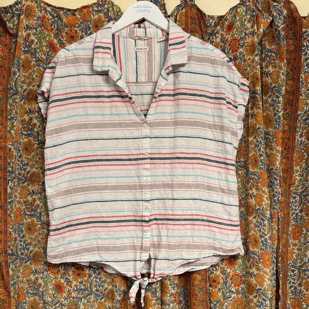 Weatherproof Multicolor Striped Button-Down Shirt